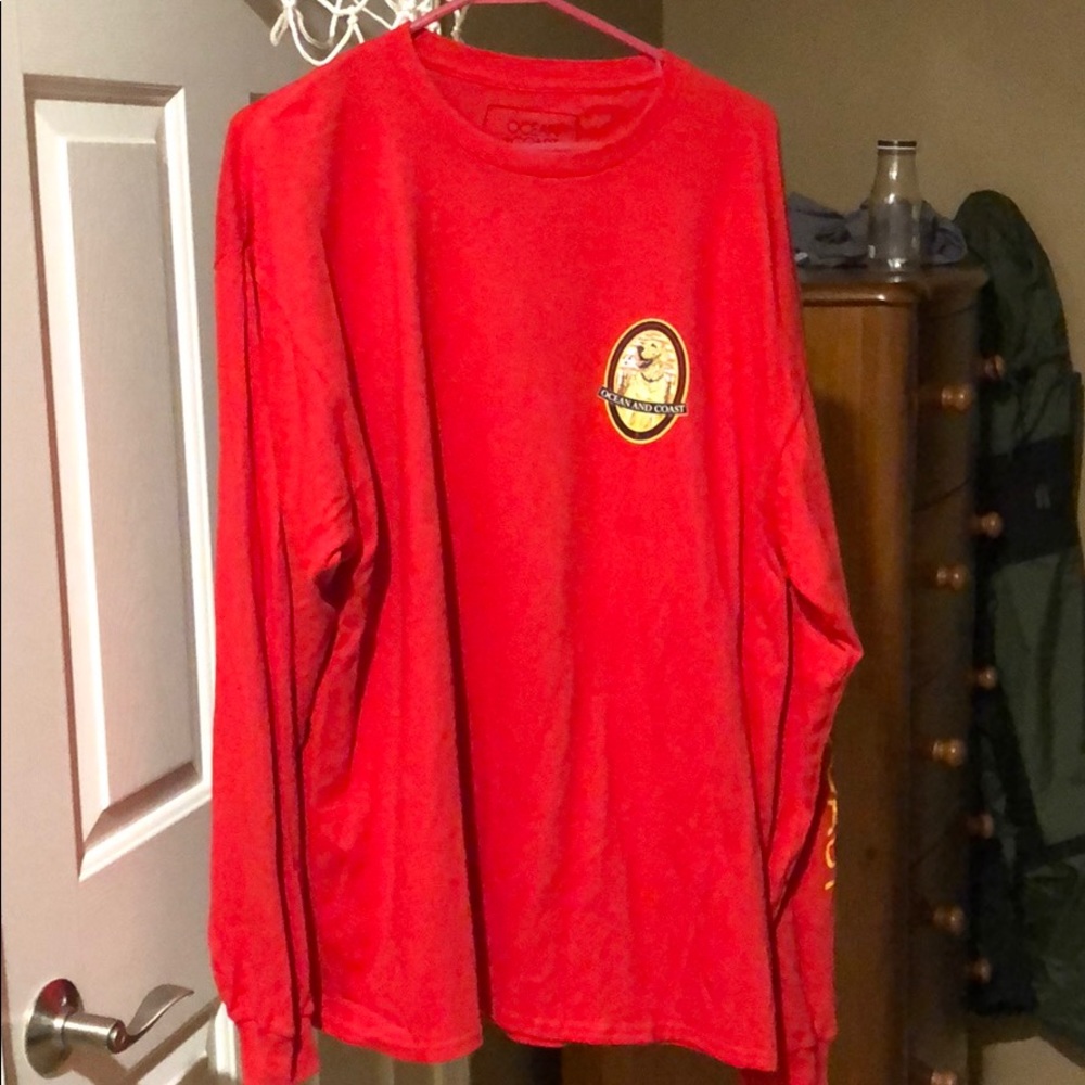 Ocean and Coast red Labrador long sleeve t shirt